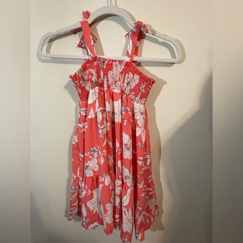 Social Standard Sanctuary Girls Dress Size 7 Coral Floral Maxi Smocked‎ sundress